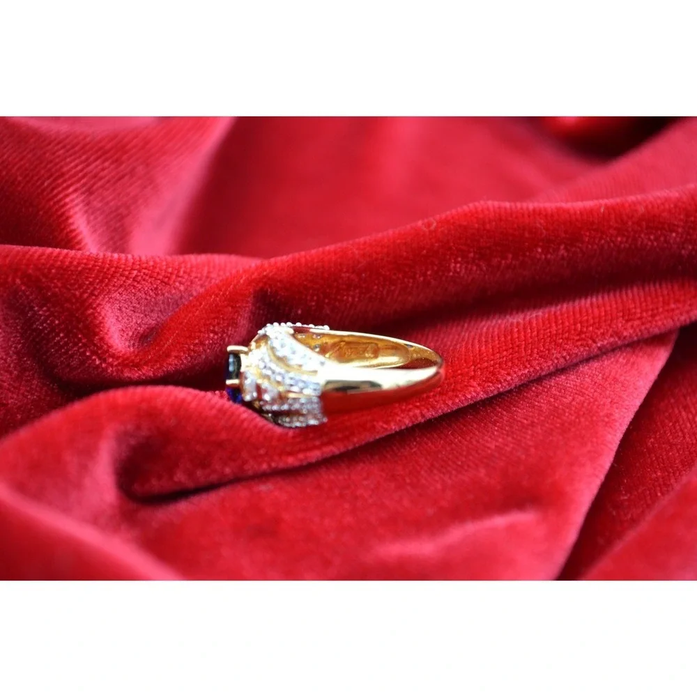 Gold over Sterling Silver Tanzanite Colored CZ Ring Size 6.75